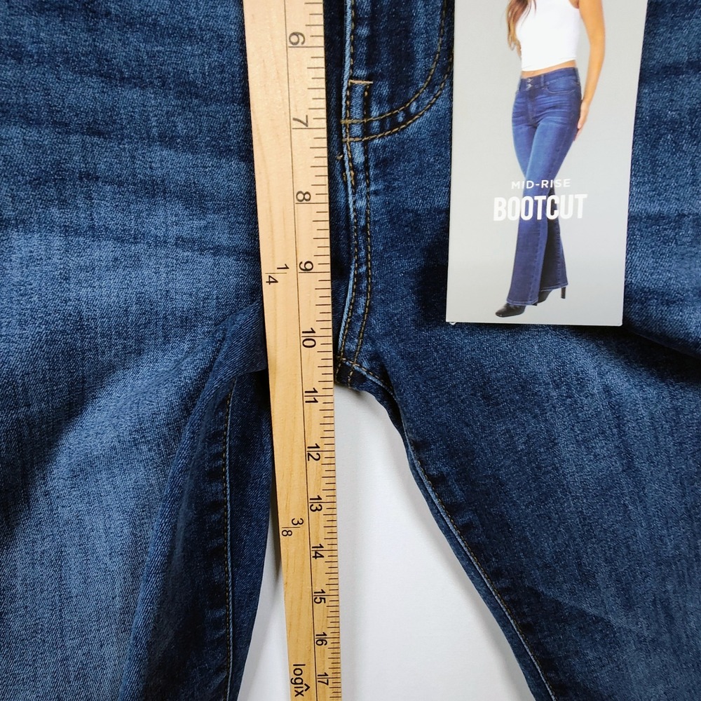 Celebrity‎ Pink Womens Mid Rise Bootcut Distressed Jeans Dark Wash Size 9/29 NWT - Picture 8 of 14
